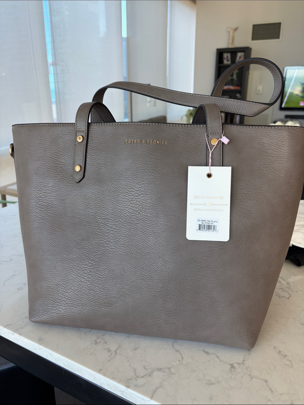 Poppy & Peonies Go Getter Tote Dark Grey NWT